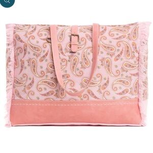 Myra Bag Pink Paisley Fringe Tote